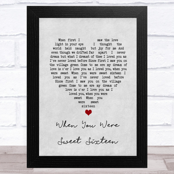 The Fureys and Davey Arthur When You Were Sweet Sixteen Grey Heart Song Lyric Music Art Print