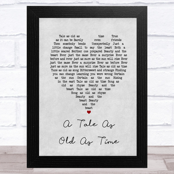 Celine Dion A Tale As Old As Time Grey Heart Song Lyric Music Art Print