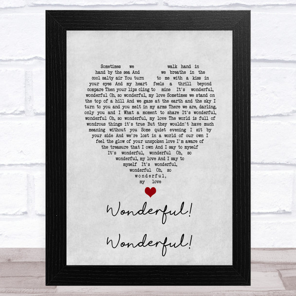 Johnny Mathis Wonderful! Wonderful! Grey Heart Song Lyric Music Art Print