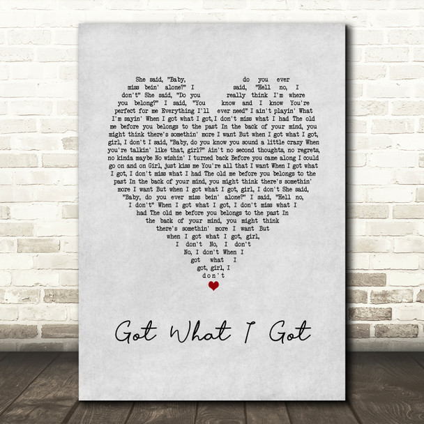 Jason Aldean Got What I Got Grey Heart Song Lyric Music Art Print