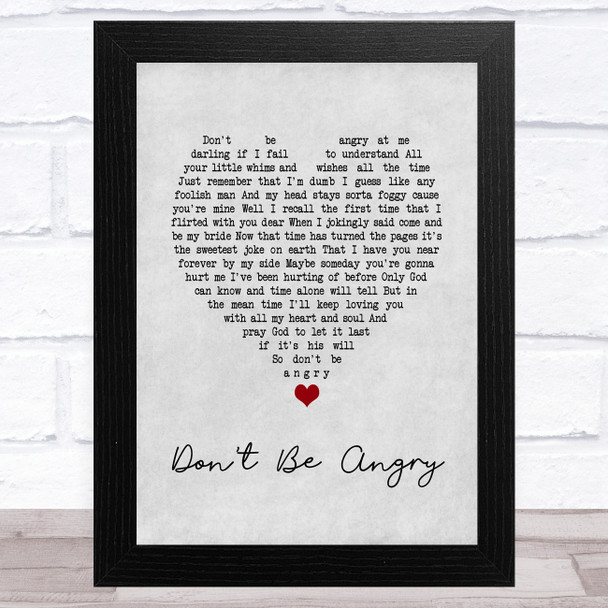 Stonewall Jackson Don't Be Angry Grey Heart Song Lyric Music Art Print