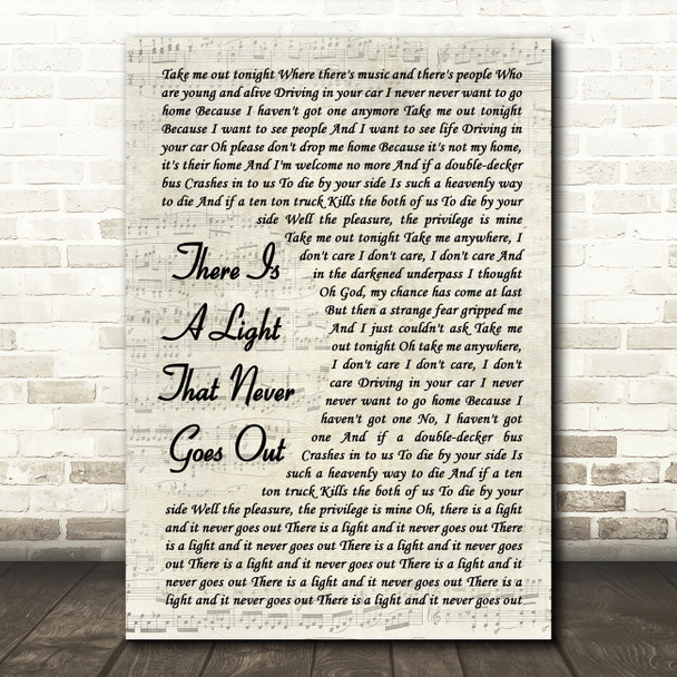 The Smiths There Is A Light That Never Goes Out Vintage Script Song Lyric Print