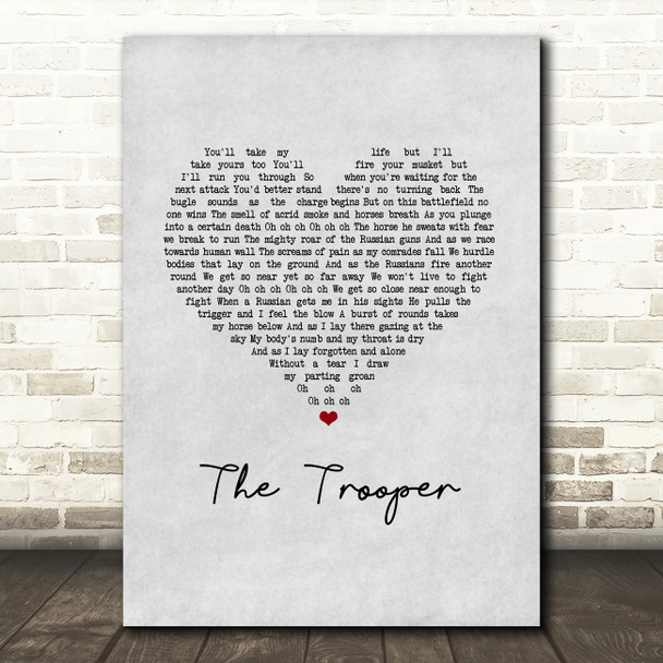 Iron Maiden The Trooper Grey Heart Song Lyric Music Art Print