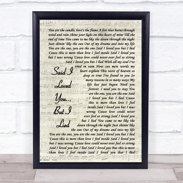 Michael Bolton Said I Loved You... But I Lied Vintage Script Song Lyric Print