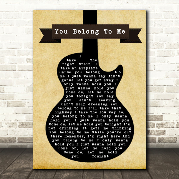Bryan Adams You Belong To Me Black Guitar Song Lyric Quote Print