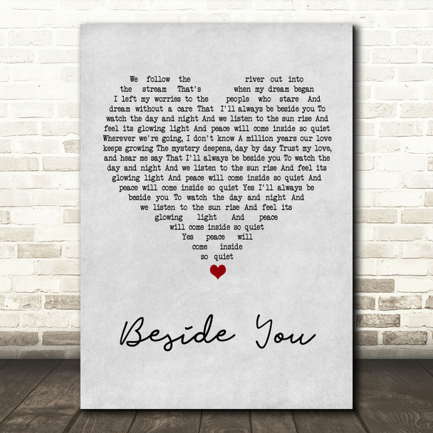 Simply Red Beside You Grey Heart Song Lyric Music Art Print