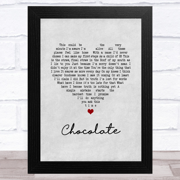 Snow Patrol Chocolate Grey Heart Song Lyric Music Art Print