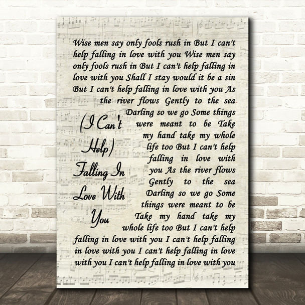 UB40 (I Can't Help) Falling In Love With You Vintage Script Song Lyric Print