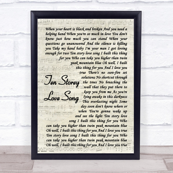 The Stone Roses Ten Storey Love Song Vintage Script Song Lyric Quote Print