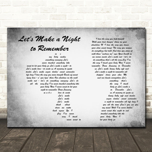 Bryan Adams Let's Make a Night to Remember Man Lady Couple Grey Song Lyric Music Art Print