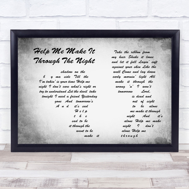 Gladys Knight Help Me Make It Through The Night Man Lady Couple Grey Song Lyric Music Art Print