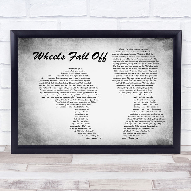 JellyRoll Wheels Fall Off Man Lady Couple Grey Song Lyric Music Art Print