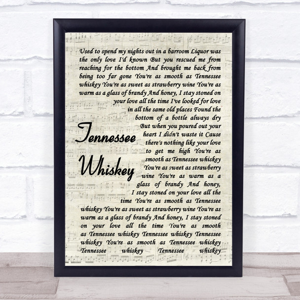 Chris Stapleton Tennessee Whiskey Vintage Script Song Lyric Quote Print