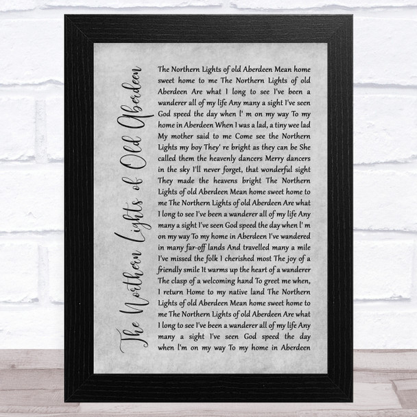 The Alexander Brothers The Northern Lights of Old Aberdeen Grey Rustic Script Song Lyric Music Art Print