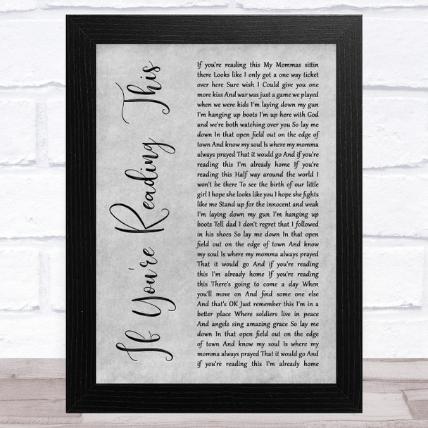 Tim McGraw If You're Reading This Grey Rustic Script Song Lyric Music Art Print