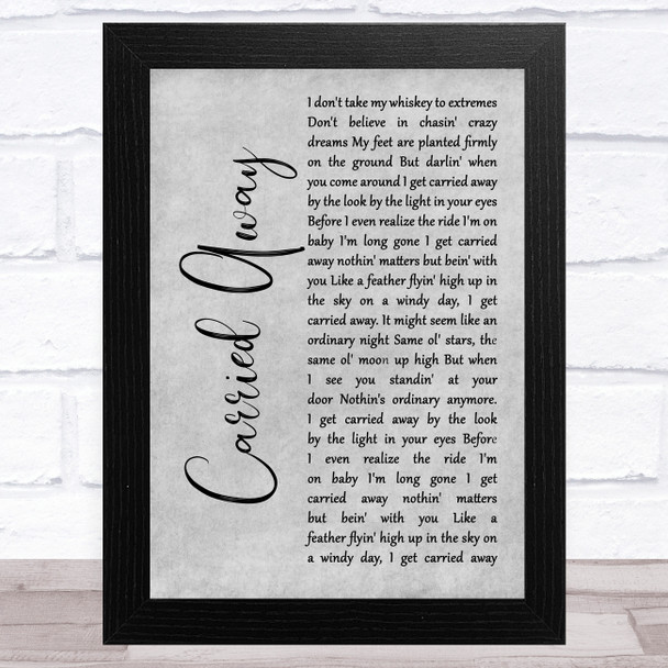 George Strait Carried Away Grey Rustic Script Song Lyric Music Art Print