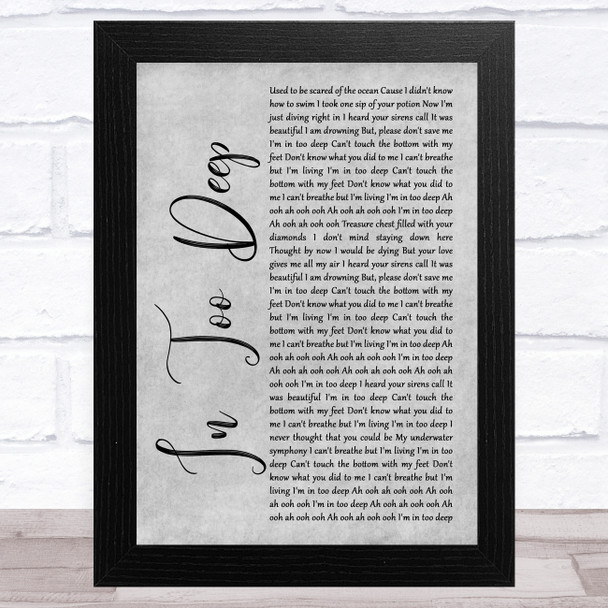 Why Don't We In Too Deep Grey Rustic Script Song Lyric Music Art Print