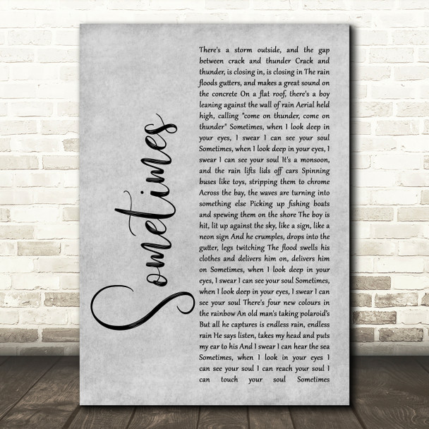 James Sometimes Grey Rustic Script Song Lyric Music Art Print