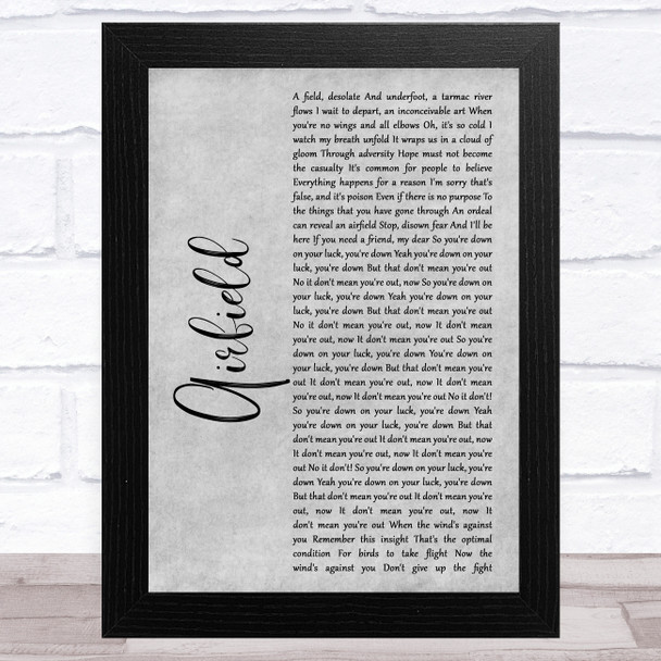 Enter Shikari Airfield Grey Rustic Script Song Lyric Music Art Print