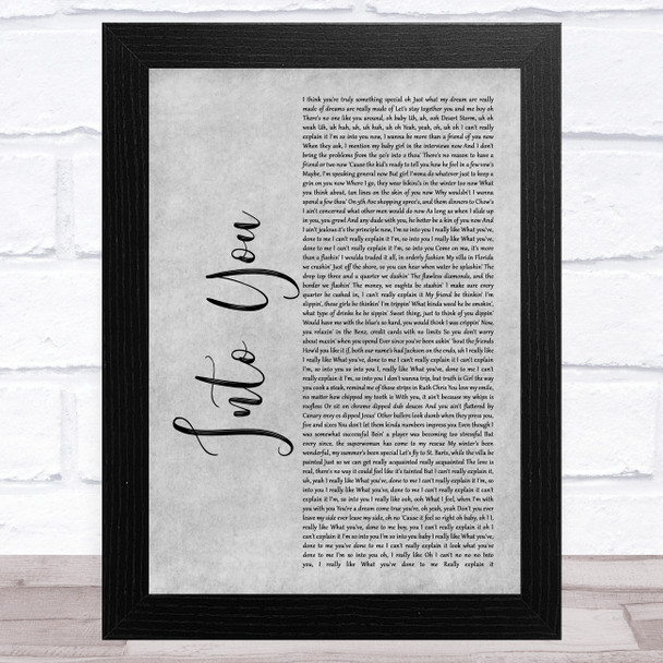 Fabolous Into You Grey Rustic Script Song Lyric Music Art Print