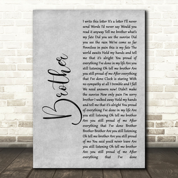 SAUL Brother Grey Rustic Script Song Lyric Music Art Print