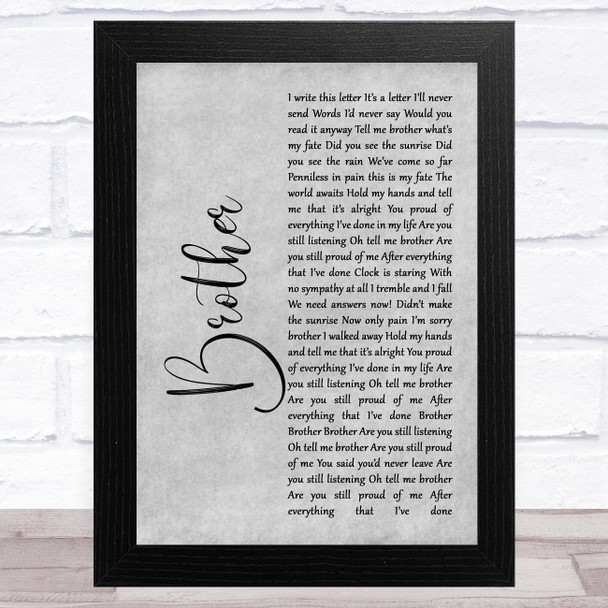 SAUL Brother Grey Rustic Script Song Lyric Music Art Print