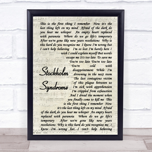 Blink-182 Stockholm Syndrome Vintage Script Song Lyric Quote Print
