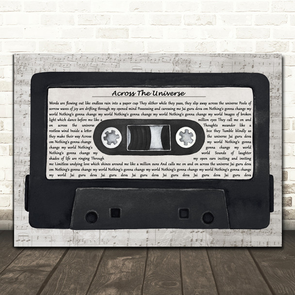 The Beatles Across The Universe Music Script Cassette Tape Song Lyric Music Art Print