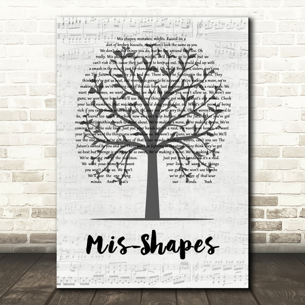 Pulp Mis-Shapes Music Script Tree Song Lyric Music Art Print