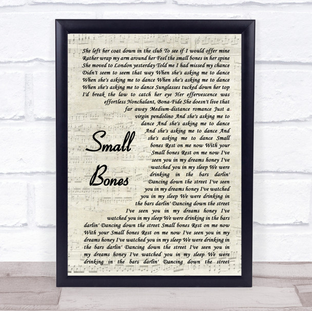 The Courteeners Small Bones Vintage Script Song Lyric Quote Print