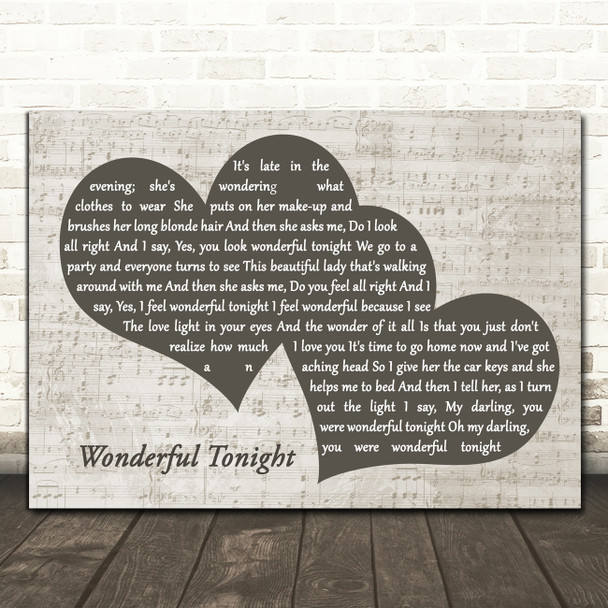 Eric Clapton Wonderful Tonight Landscape Music Script Two Hearts Song Lyric Music Art Print