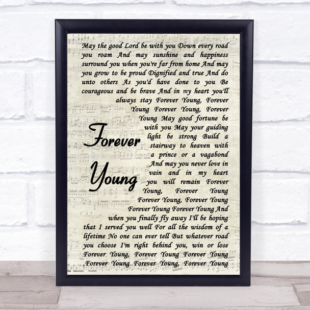 Rod Stewart Forever Young Vintage Script Song Lyric Quote Print