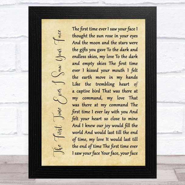 Roberta Flack The First Time Ever I Saw Your Face Rustic Script Song Lyric Music Art Print