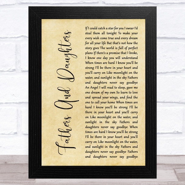 Michael Bolton Fathers And Daughters (Never Say Goodbye) Rustic Script Song Lyric Music Art Print