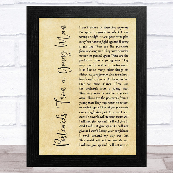 Manic Street Preachers Postcards From a Young Man Rustic Script Song Lyric Music Art Print