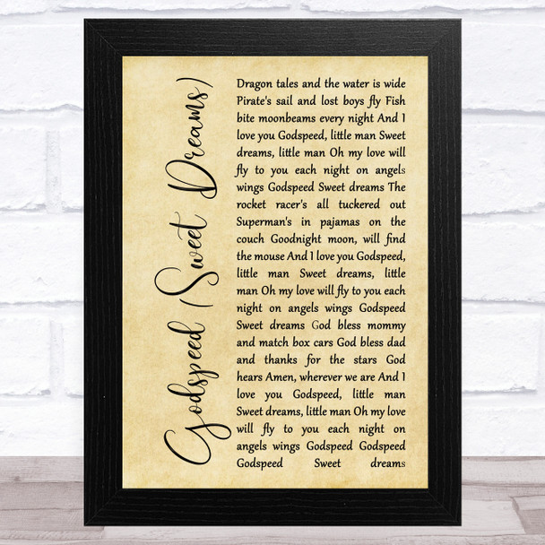 Dixie Chicks Godspeed (Sweet Dreams) Rustic Script Song Lyric Music Art Print