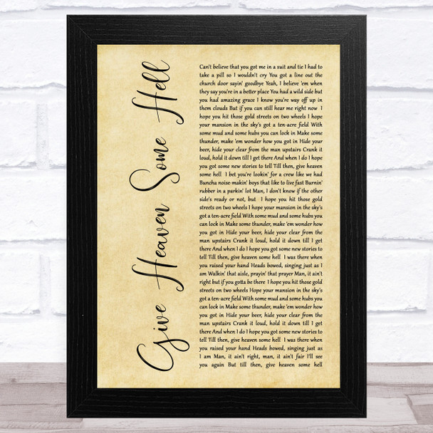 Hardy Give Heaven Some Hell Rustic Script Song Lyric Music Art Print