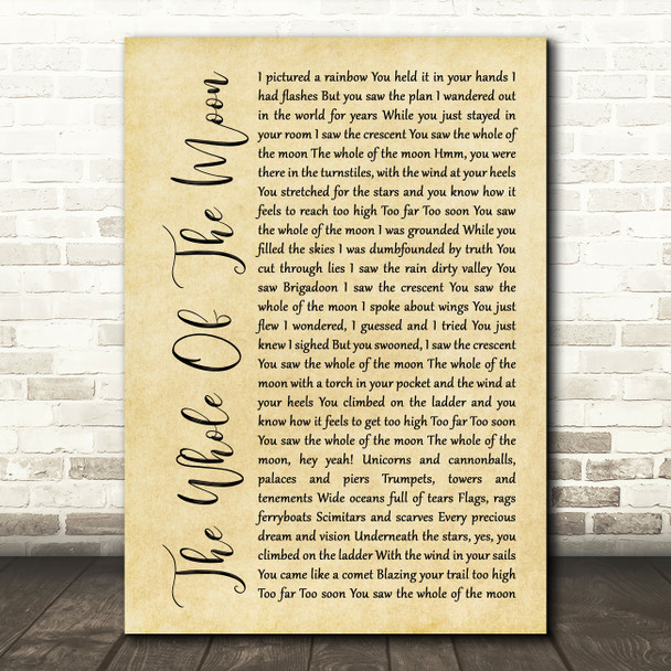 The Waterboys The Whole Of The Moon Rustic Script Song Lyric Music Art Print