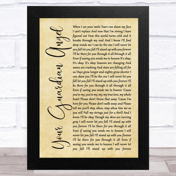 The Red Jumpsuit Apparatus Your Guardian Angel Rustic Script Song Lyric Music Art Print