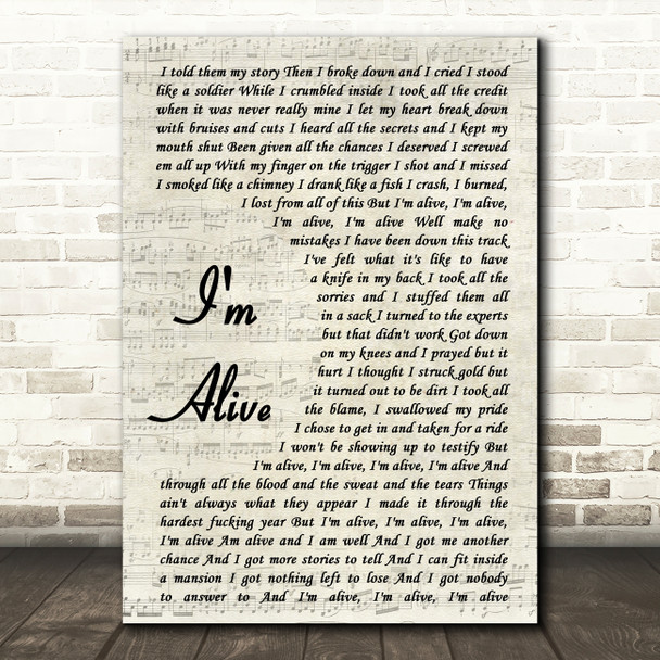 Kasey Chambers I'm Alive Vintage Script Song Lyric Quote Print