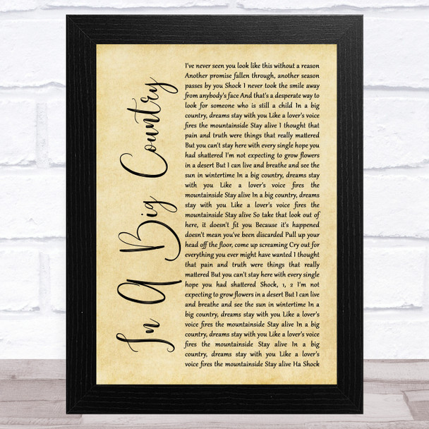 Big Country In A Big Country Rustic Script Song Lyric Music Art Print