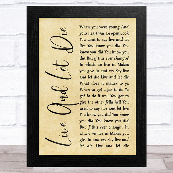 Guns N' Roses Live And Let Die Rustic Script Song Lyric Music Art Print