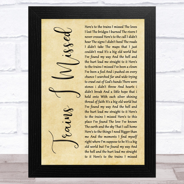 Walt Wilkins Trains I Missed Rustic Script Song Lyric Music Art Print