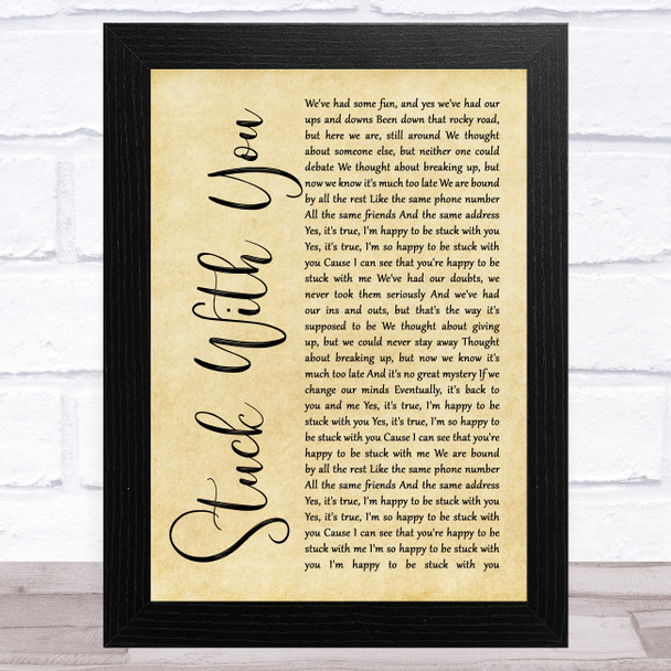 Huey Lewis And The News Stuck With You Rustic Script Song Lyric Music Art Print