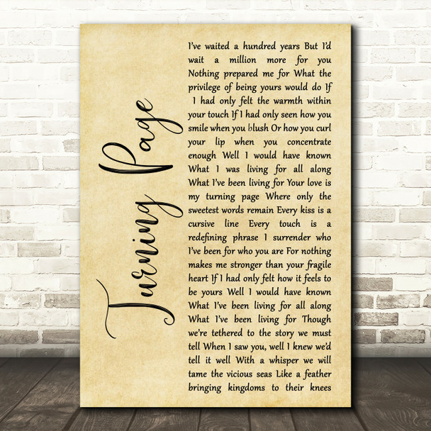 Sleeping At Last Turning Page Rustic Script Song Lyric Music Art Print