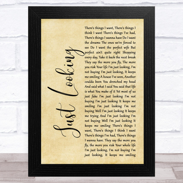 Stereophonics Just Looking Rustic Script Song Lyric Music Art Print