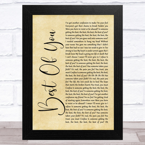 Foo Fighters Best Of You Rustic Script Song Lyric Music Art Print