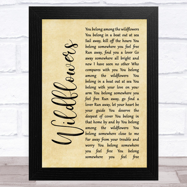 Tom Petty Wildflowers Rustic Script Song Lyric Music Art Print