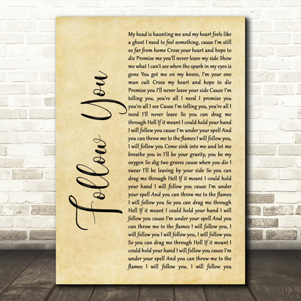 Bring Me The Horizon Follow You Rustic Script Song Lyric Music Art Print