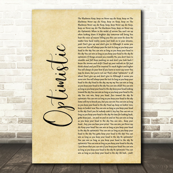 Sounds Of Blackness Optimistic Rustic Script Song Lyric Music Art Print